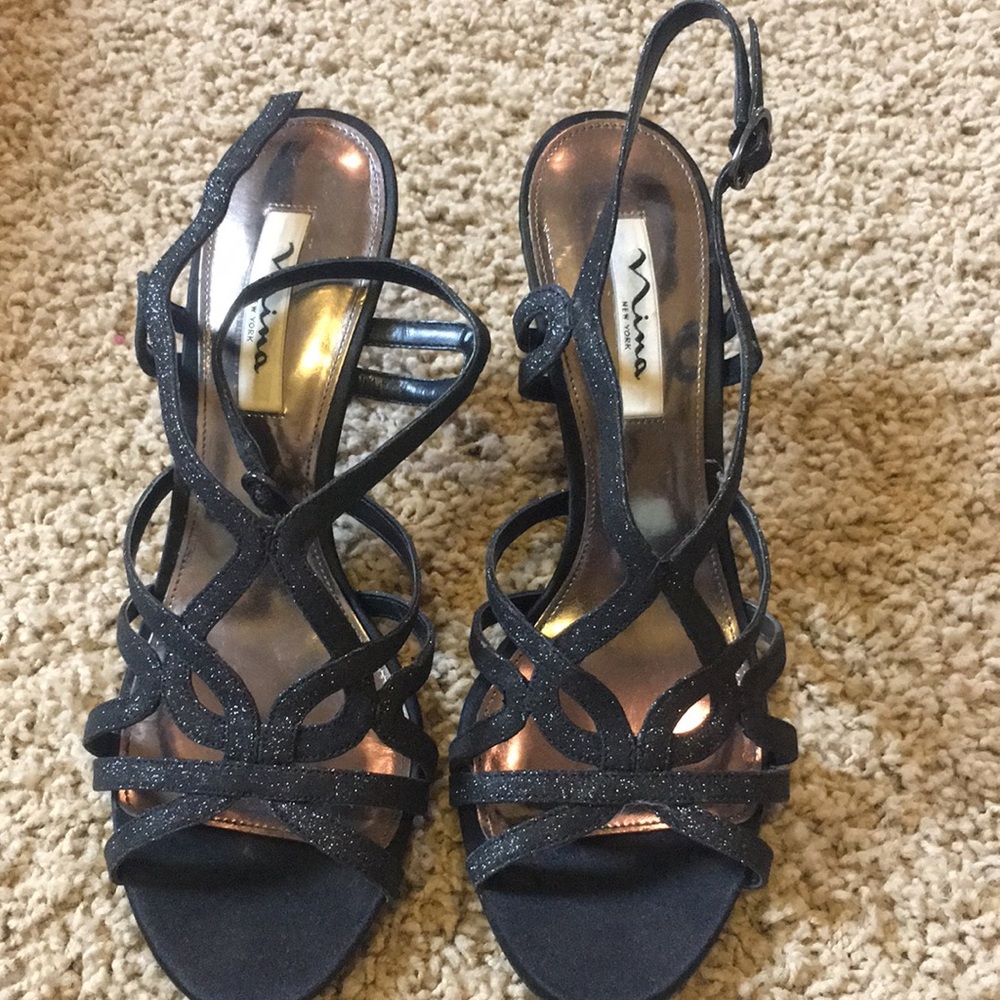 Black sparkly heels